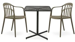 Galia Caféset med 1 bord svart + 2 stolar mörkbeige