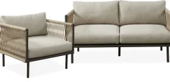Oblic Loungeset med 1 soffa + 1 stol sandfärgat